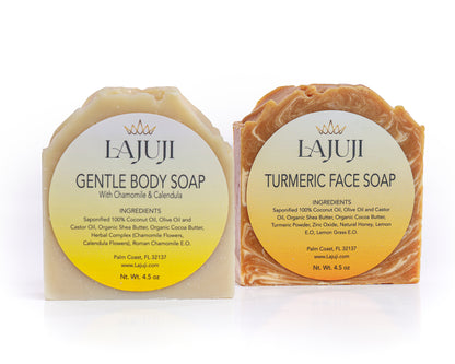 Duo Soap Set (Turmeric Facial Soap + Gentle Body Soap)-Lajuji Skincare